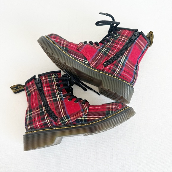 Dr. Martens Boots YOUTH 1460 Tartan  Red Plaid Kids Size 12 US - Picture 5 of 13